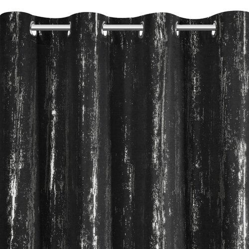 Zasłona EUROFIRANY Libi 140 x 250 cm Czarno-srebrny