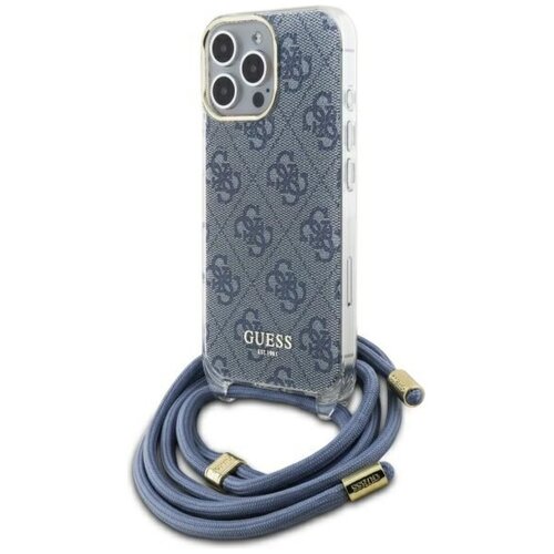 Etui GUESS Crossbody Cord 4G Print do Apple iPhone 16 Pro Niebieski