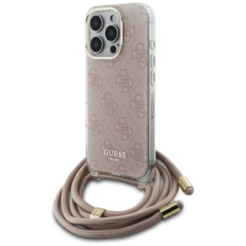Etui GUESS Crossbody Cord 4G Print do Apple iPhone 16 Pro Różowy