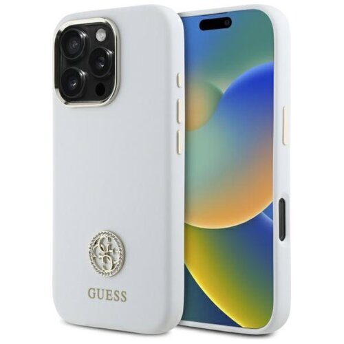 Etui GUESS Silicone Logo Strass 4G do Apple iPhone 16 Pro Biały