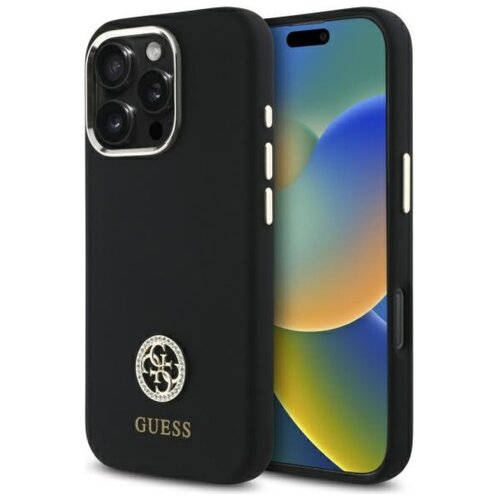 Etui GUESS Silicone Logo Strass 4G do Apple iPhone 16 Pro Czarny