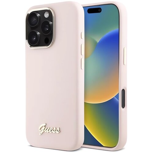 Etui GUESS Script Metal Logo & Frame do Apple iPhone 16 Pro Różowy