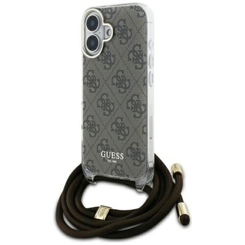 Etui GUESS Crossbody Cord 4G Print do Apple iPhone 16 Brązowy