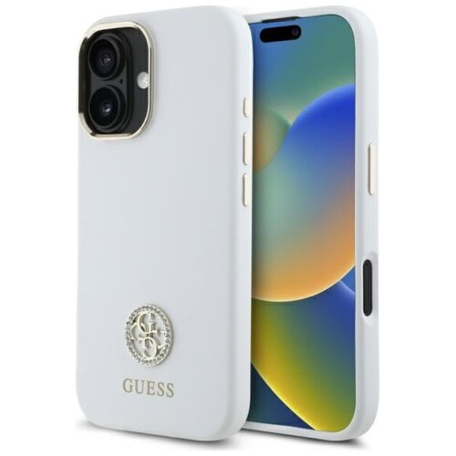Etui GUESS Silicone Logo Strass 4G do Apple iPhone 16 Biały