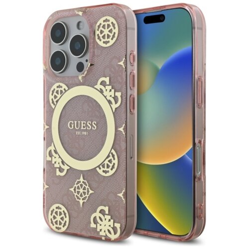 Etui GUESS IML Peony On 4G Background MagSafe do Apple iPhone 16 Pro Max Różowy
