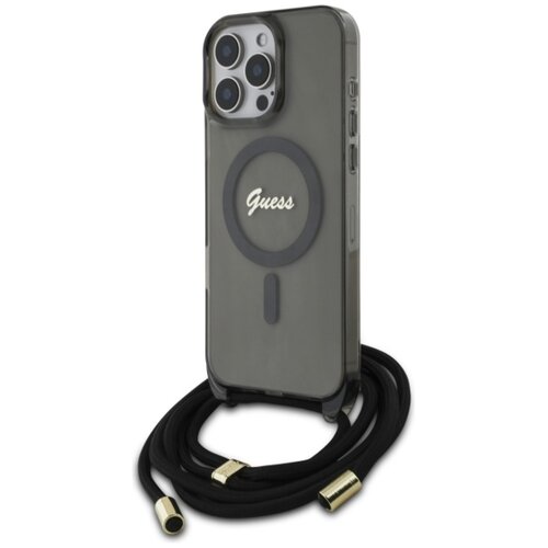 Etui GUESS Crossbody Cord Script MagSafe do Apple iPhone 16 Pro Max Czarny
