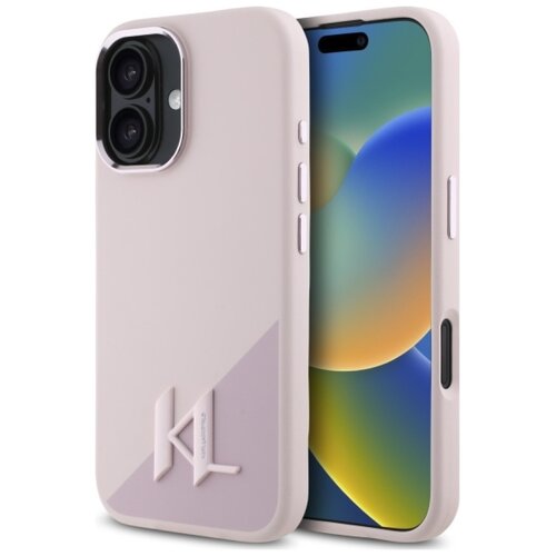 Etui KARL LAGERFELD Silicone Shadow Metal Initial MagSafe iPhone 16 Różowy