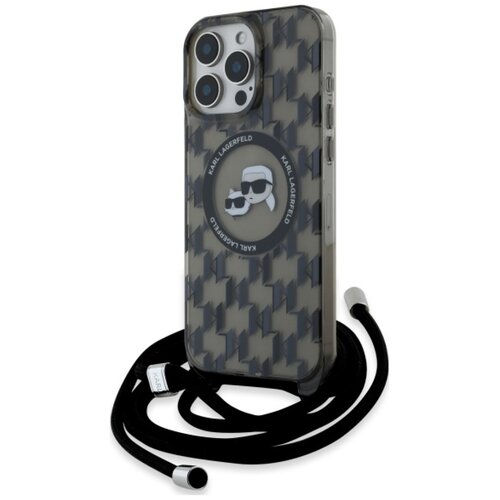 Etui KARL LAGERFELD IML Crossbody Monogram Karl & Choupette Head MagSafe do Apple iPhone 16 Pro Max Czarny