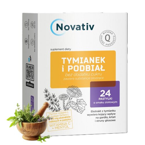 Suplement diety NOVATIV Tymianek i Podbiał (24 pastylki)