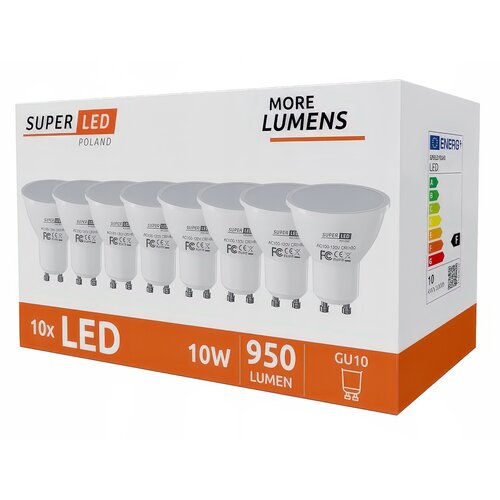 Żarówka LED SUPERLED GU10 10W Biała Neutralna (10 szt.)