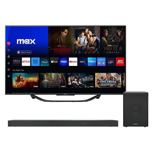 Telewizor HISENSE 55U7KQ 55" MINILED 4K 144 Hz VIDAA Dolby Atmos Dolby Vision HDMI 2.1 + Soundbar HISENSE U5120GW Czarny