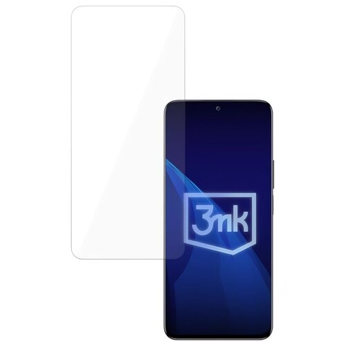 Na zdjęciu widoczne jest szkło hartowane 3MK HardGlass oraz smartfon z wyświetlaczem, na którym znajduje się logo "3mk". Szkło jest przezroczyste i dopasowane do kształtu ekranu telefonu.
