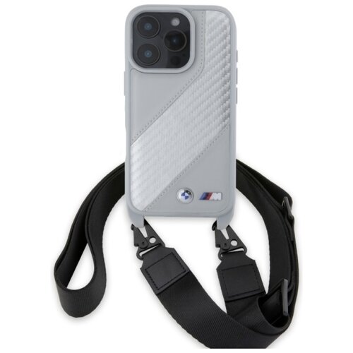 Etui BMW M Edition Carbon Stripe & Strap do Apple iPhone 16 Pro Szary