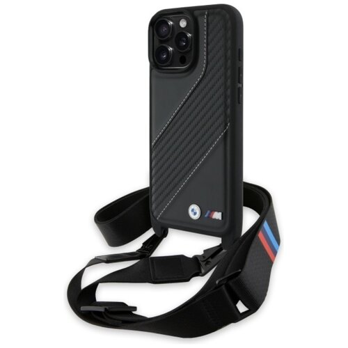 Etui BMW HardCase M Edition Carbon Stripe & Strap do Apple iPhone 16 Pro Max Czarny