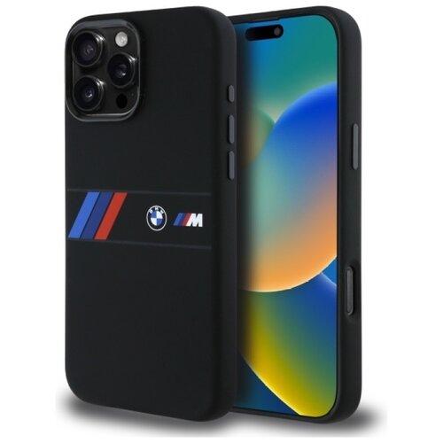 Etui BMW Silicone Middle Stripe MagSafe do Apple iPhone 16 Pro Max Czarny