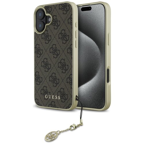 Etui GUESS 4G Charms Collection do Apple iPhone 16 Plus Brązowy