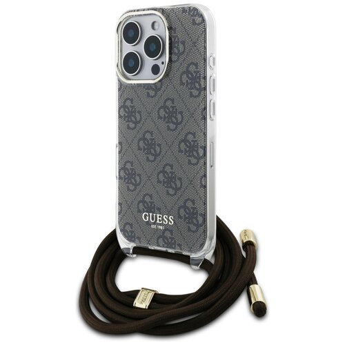 Etui GUESS Crossbody Cord 4g Print do Apple iPhone 16 Pro Brązowy