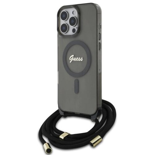 Etui GUESS Crossbody Cord Script MagSafe do Apple iPhone 16 Pro Czarny