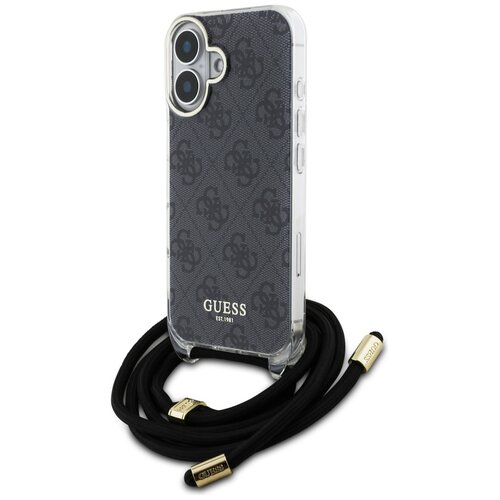 Etui GUESS Crossbody Cord 4G Print do Apple iPhone 16 Czarny