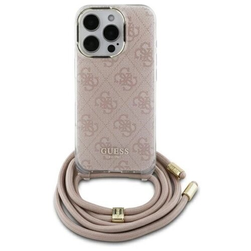 Etui GUESS Crossbody Cord 4G Print do Apple iPhone 16 Różowy