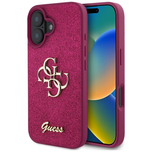 Etui GUESS Fixed Glitter Big 4G do Apple iPhone 16 Fioletowy