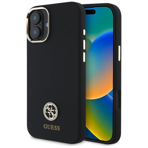 Etui GUESS Silicone Logo Strass 4G do Apple iPhone 16 Czarny