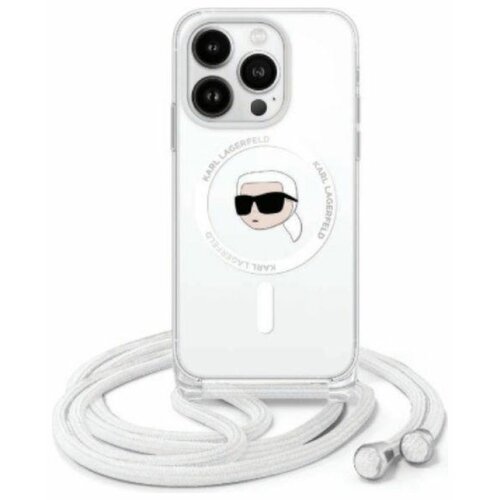 Etui KARL LAGERFELD Crossbody IML Karl Head MagSafe do Apple iPhone 16 Transparentyny
