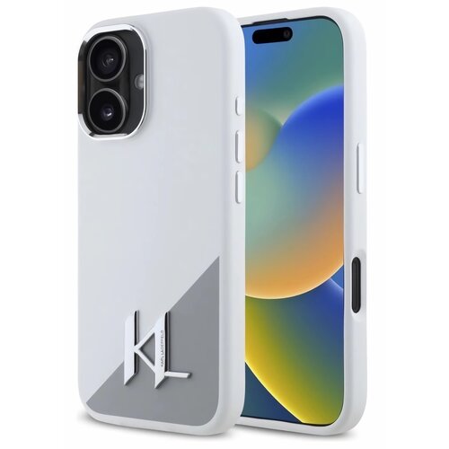 Etui KARL LAGERFELD Silicone Initial Metal Logo MagSafe do Apple iPhone 16 Biały