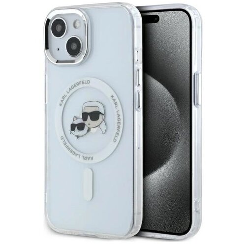 Etui KARL LAGERFELD IML Metal Karl&Choupette Head MagSafe do Apple iPhone 14 Biały