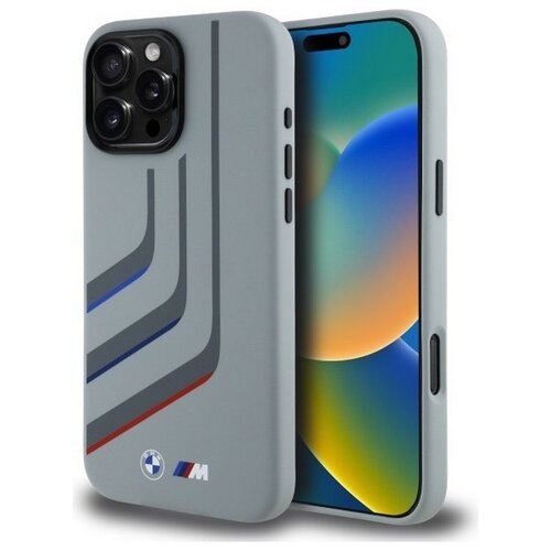 Etui BMW Silicone Turning Lines MagSafe do Apple iPhone 16 Pro Max Szary