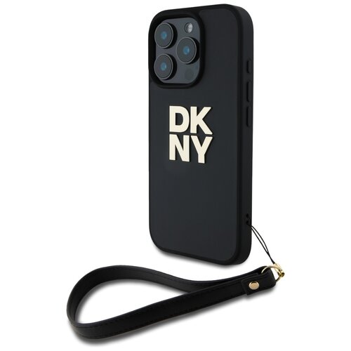 Etui DKNY Wrist Strap Stock Logo do Apple iPhone 16 Pro Czarny