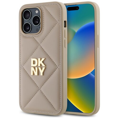 Etui DKNY Quilted Stack Logo do Apple iPhone 14 Pro Beżowy