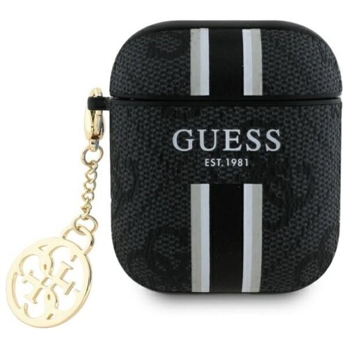 Etui na słuchawki GUESS 4G Printed Stripes Charm do Apple AirPods 1/2 Brązowy