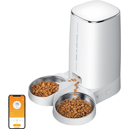 Dozownik karmy automatyczny ROJECO 4L Automatic Pet Feeder WiFi Version (podwójna miska)