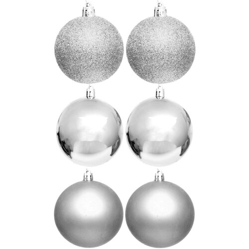 Bombki CHRISTMAS DECORATION 80 mm Srebrny (6 sztuk)