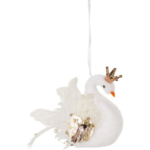 Zawieszka HOME & STYLING COLLECTION Łabędź 17 cm Perłowe skrzydła