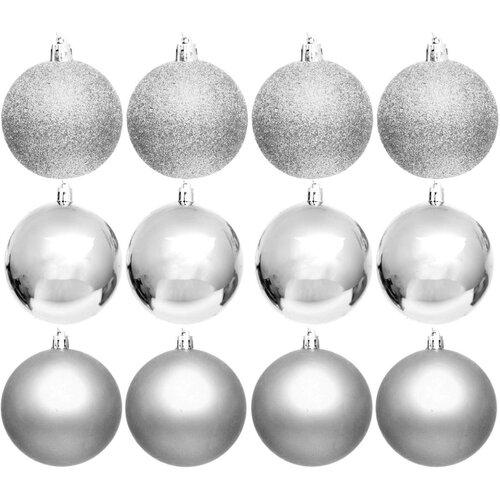 Bombki CHRISTMAS DECORATION 60 mm Srebrny (12 sztuk)