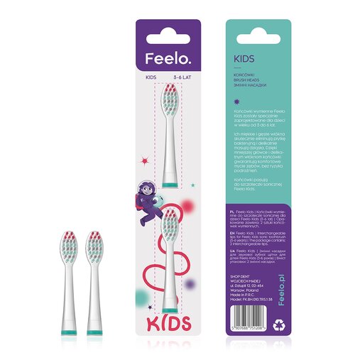 Oryginalna końcówka szczoteczki FEELO Kids FK.BH.010.TRS.1-2 (2 szt.) (Miękkie włókna)