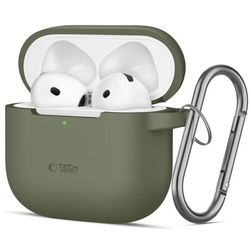 Etui na słuchawki TECH-PROTECT Silicone Hook do Apple Airpods 4 Zielony