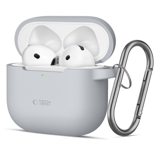Etui na słuchawki TECH-PROTECT Silicone Hook do Apple Airpods 4 Szary