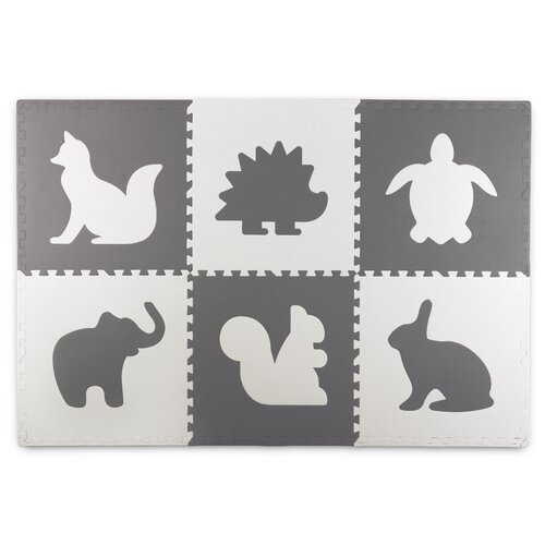 Mata piankowa RICOKIDS Puzzle 180 x 120 cm Zwierzątka białe i szare 7491 (6 elementów)