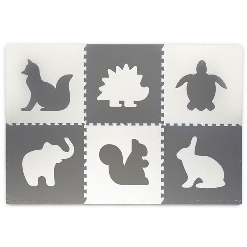 Mata piankowa RICOKIDS Puzzle 180 x 120 cm Zwierzątka białe i szare 7490 (6 elementów)