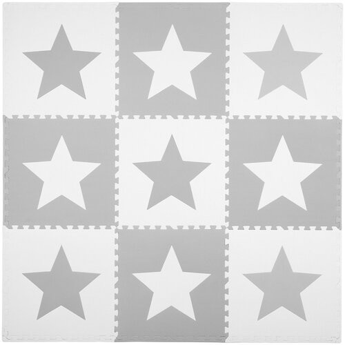 Mata piankowa RICOKIDS Puzzle 180 x 180 cm Gwiazdki 7502 (9 elementów) Biało-szary