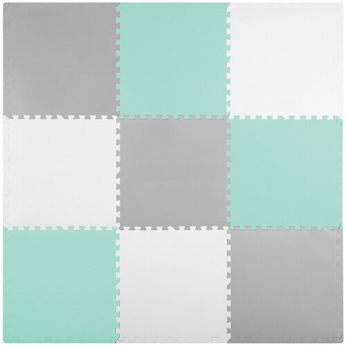 Mata piankowa RICOKIDS Puzzle 180 x 180 cm 7499 (9 elementów) Szaro-miętowy