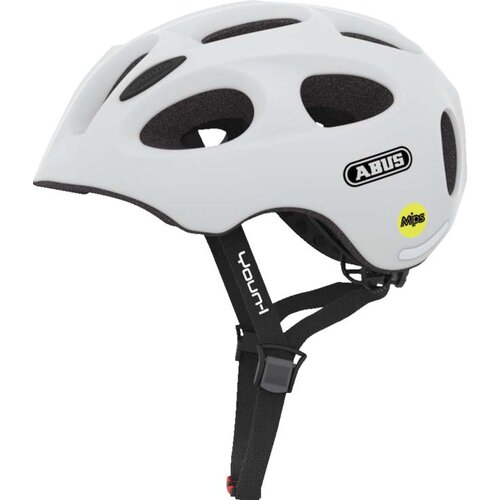 Kask rowerowy ABUS Youn-I Biały dla Dzieci z lampką (rozmiar M) MIPS