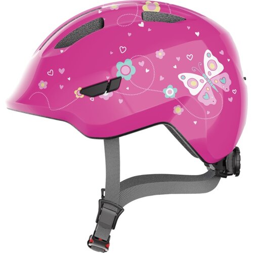 Kask rowerowy ABUS Smiley 3.0 Butterfly Ciemnoróżowy dla Dzieci (rozmiar S)
