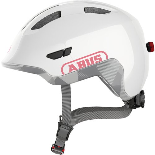 Kask rowerowy ABUS Smiley 3.0 Ace LED Shiny Biało-szary dla Dzieci z lampką (rozmiar S)