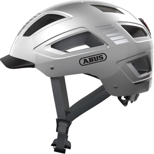 Kask rowerowy ABUS Hyban 2.0 Signal Srebrny Miejski z lampką (rozmiar L)