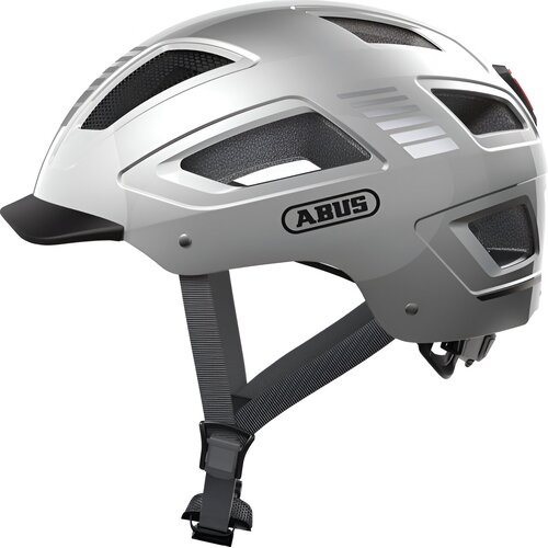 Kask rowerowy ABUS Hyban 2.0 Signal Srebrny Miejski z lampką (rozmiar M)