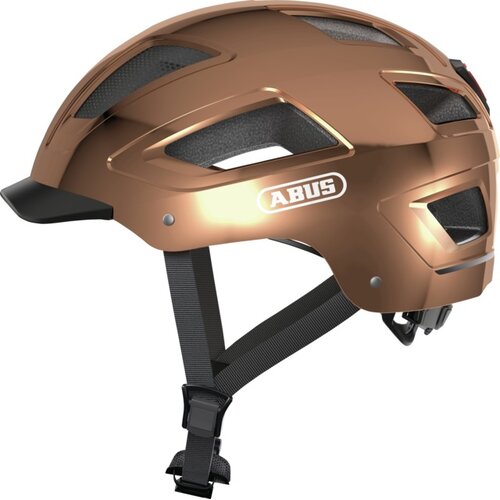 Kask rowerowy ABUS Hyban 2.0 Różowy-chrom Miejski z lampką (rozmiar M)